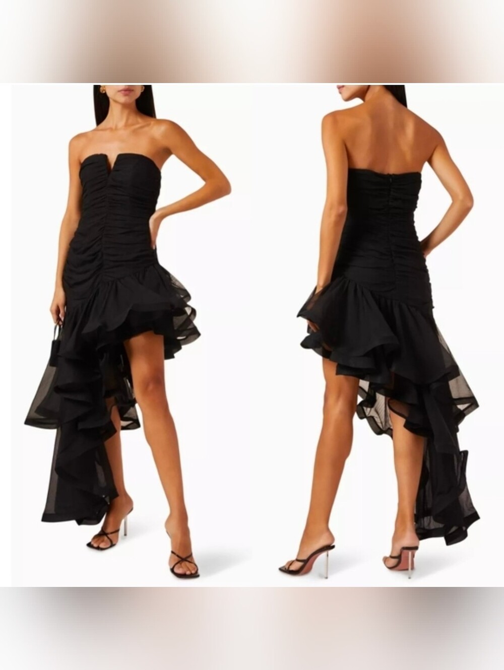 Elliatt Demi Ruffled Midi Black Dress